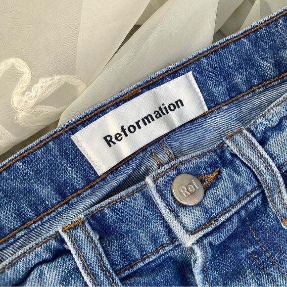 Reformation Denim Blue Women's Shorts size 24 - Picture 8 of 8